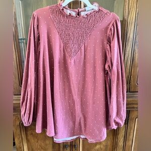 LULAROE Clara Dusty Rose Polka Dot Long Sleeve Top l Size M